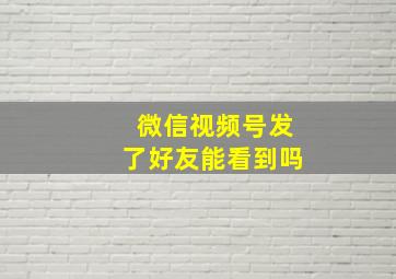 微信视频号发了好友能看到吗