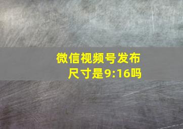 微信视频号发布尺寸是9:16吗