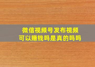 微信视频号发布视频可以赚钱吗是真的吗吗