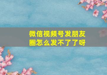 微信视频号发朋友圈怎么发不了了呀