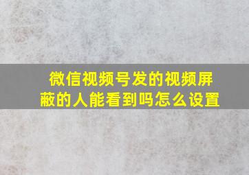 微信视频号发的视频屏蔽的人能看到吗怎么设置