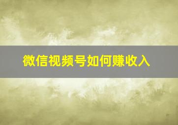 微信视频号如何赚收入