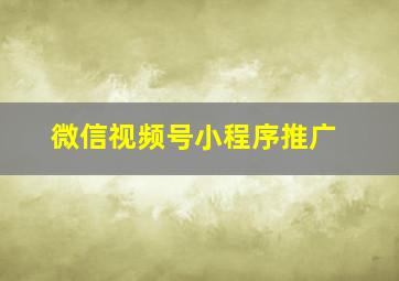 微信视频号小程序推广