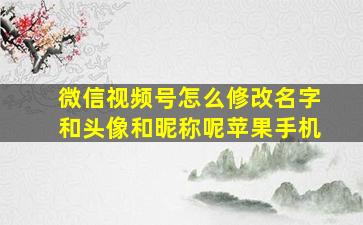 微信视频号怎么修改名字和头像和昵称呢苹果手机