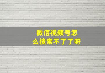 微信视频号怎么搜索不了了呀