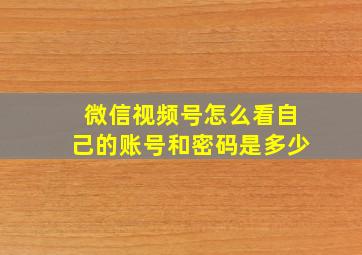 微信视频号怎么看自己的账号和密码是多少