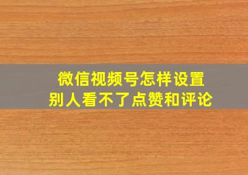 微信视频号怎样设置别人看不了点赞和评论