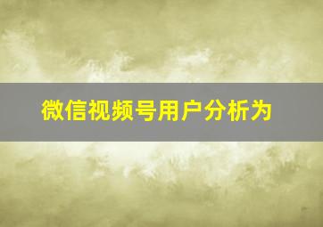 微信视频号用户分析为