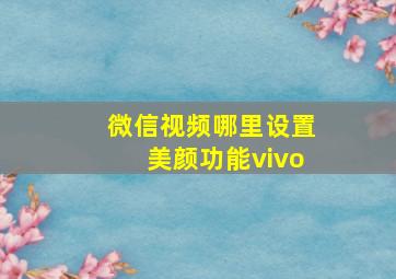 微信视频哪里设置美颜功能vivo