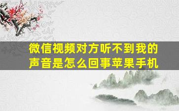 微信视频对方听不到我的声音是怎么回事苹果手机