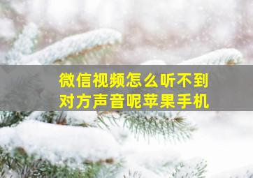 微信视频怎么听不到对方声音呢苹果手机