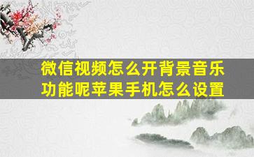 微信视频怎么开背景音乐功能呢苹果手机怎么设置