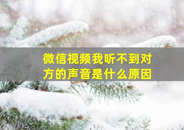 微信视频我听不到对方的声音是什么原因