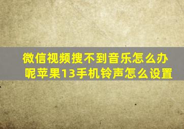 微信视频搜不到音乐怎么办呢苹果13手机铃声怎么设置