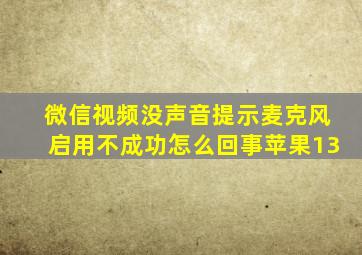 微信视频没声音提示麦克风启用不成功怎么回事苹果13