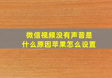 微信视频没有声音是什么原因苹果怎么设置