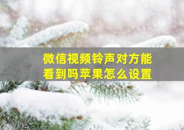 微信视频铃声对方能看到吗苹果怎么设置