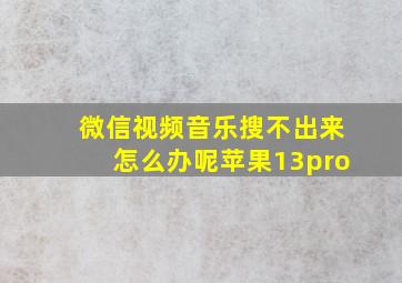 微信视频音乐搜不出来怎么办呢苹果13pro