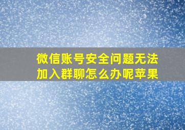 微信账号安全问题无法加入群聊怎么办呢苹果