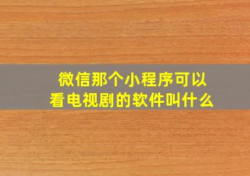 微信那个小程序可以看电视剧的软件叫什么