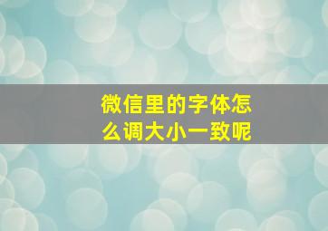 微信里的字体怎么调大小一致呢