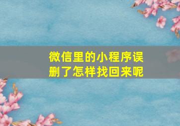 微信里的小程序误删了怎样找回来呢