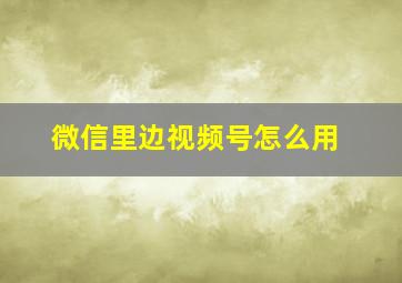 微信里边视频号怎么用