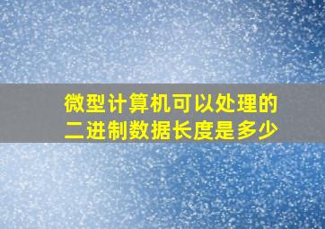 微型计算机可以处理的二进制数据长度是多少