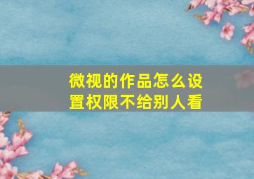 微视的作品怎么设置权限不给别人看