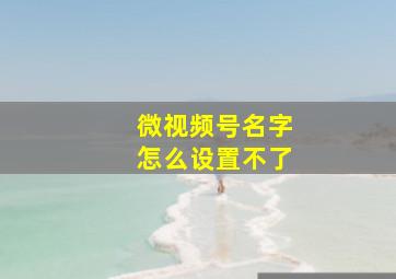 微视频号名字怎么设置不了