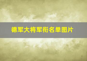 德军大将军衔名单图片