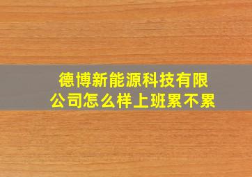 德博新能源科技有限公司怎么样上班累不累