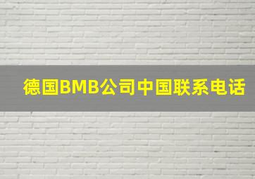 德国BMB公司中国联系电话