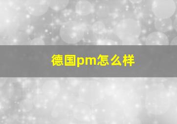 德国pm怎么样