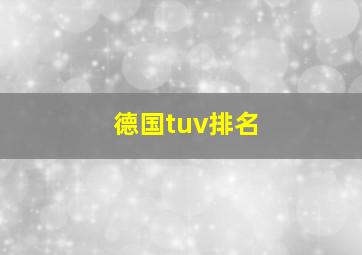 德国tuv排名