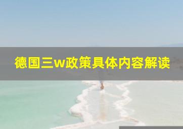 德国三w政策具体内容解读