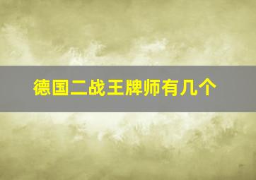 德国二战王牌师有几个