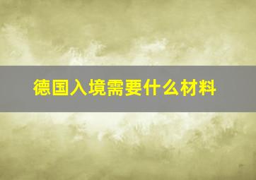 德国入境需要什么材料