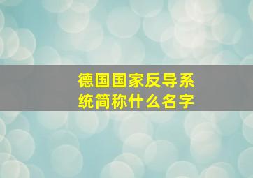 德国国家反导系统简称什么名字