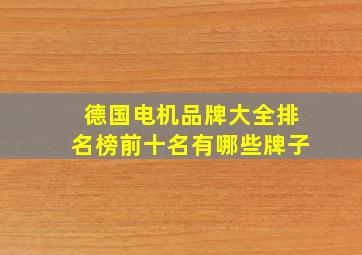 德国电机品牌大全排名榜前十名有哪些牌子