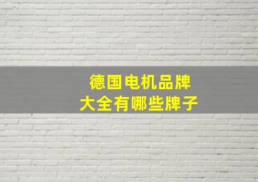 德国电机品牌大全有哪些牌子