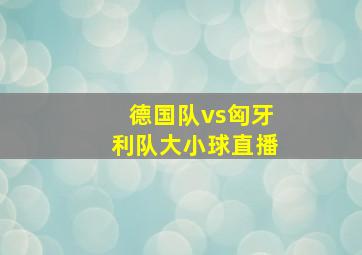 德国队vs匈牙利队大小球直播