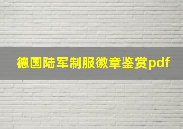 德国陆军制服徽章鉴赏pdf