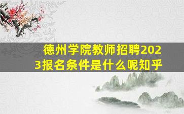 德州学院教师招聘2023报名条件是什么呢知乎