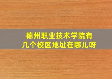 德州职业技术学院有几个校区地址在哪儿呀