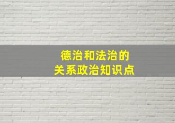 德治和法治的关系政治知识点