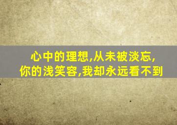 心中的理想,从未被淡忘,你的浅笑容,我却永远看不到