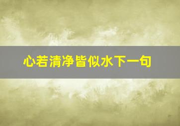 心若清净皆似水下一句