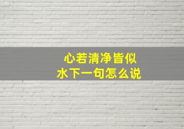 心若清净皆似水下一句怎么说