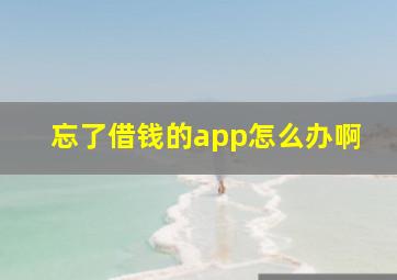 忘了借钱的app怎么办啊